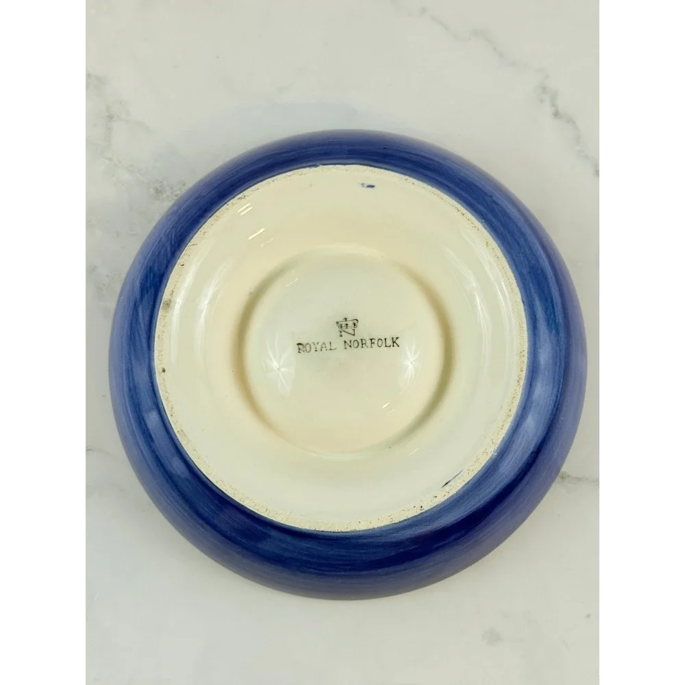 VTG Royal Norfolk Blue Orange Hot Pepper Mini Chip and Dip Bowl 6in